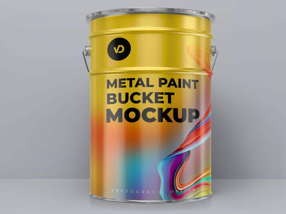 Metal Paint Bucket Mockups
