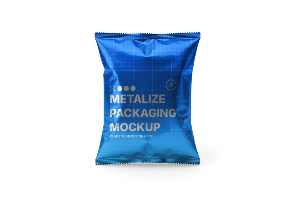 Metalized Foil Snack Bag Mockup