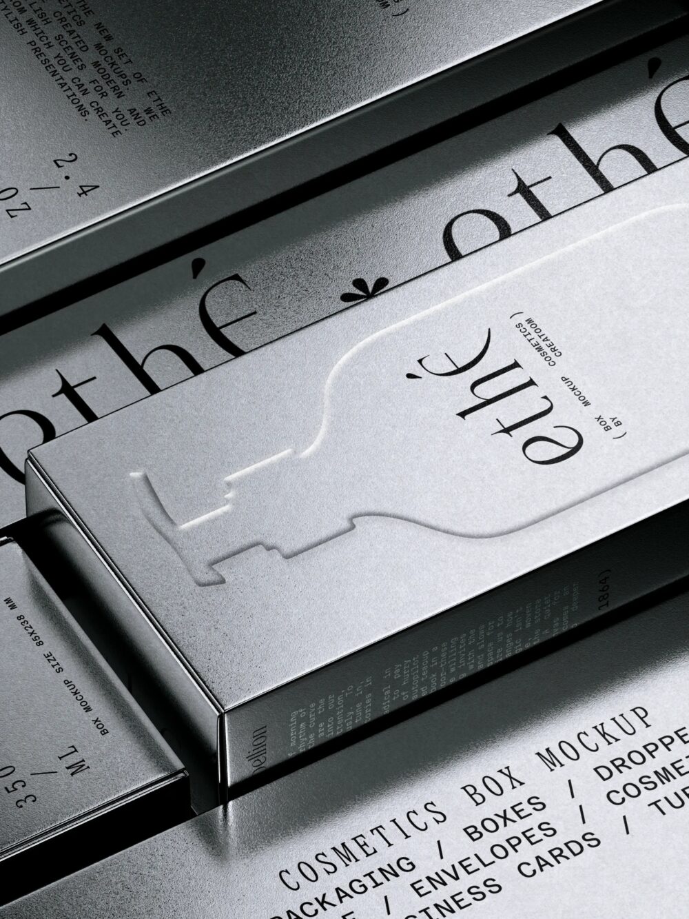 Metallic Cosmetic Packaging Boxes Mockup Isometric | Mockup store