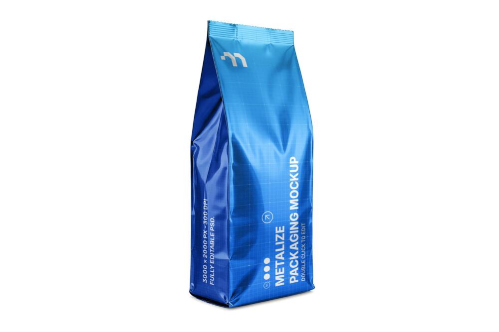 Metallic Pouch Packaging Mockup PSD