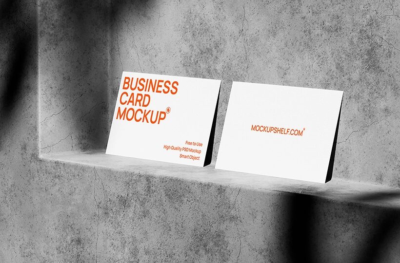Minimal Business Card Mockup PSD, Concrete Scene