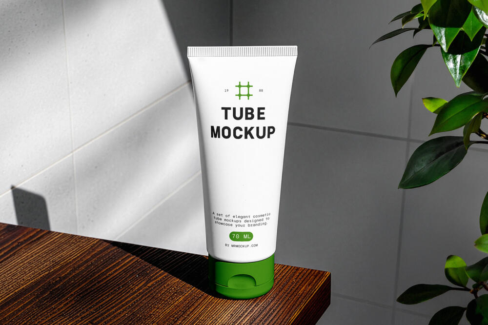 Minimalist Cosmetic Tube in Bathroom Mockup