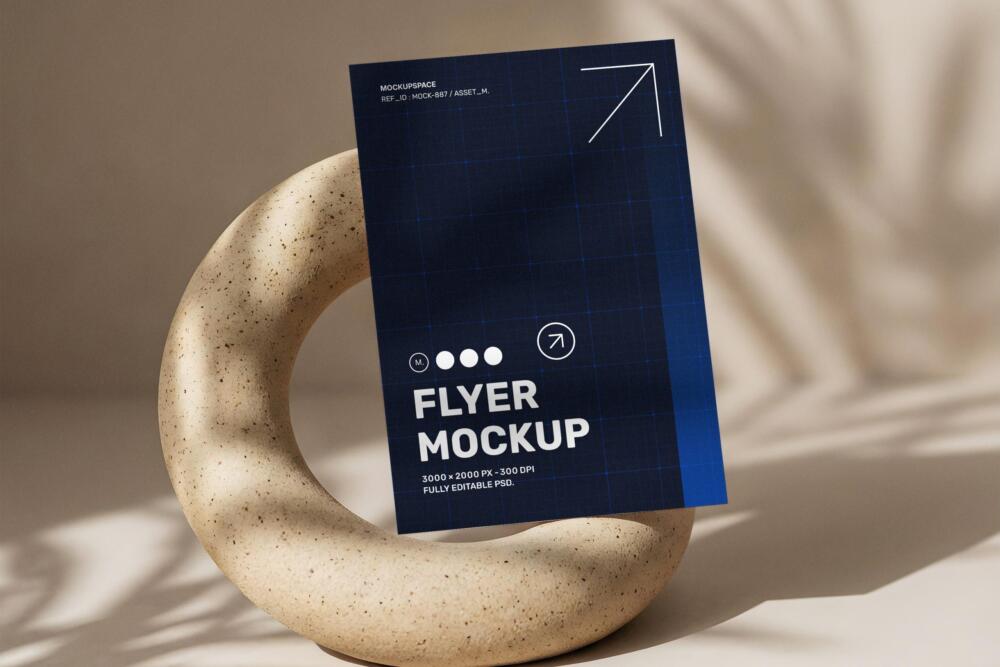 Minimalist Flyer Mockup with Ceramic Ring