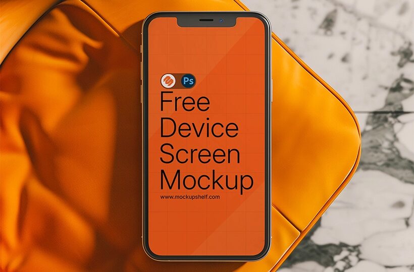 Mobile Mockup on Chair PSD, Floating Scene