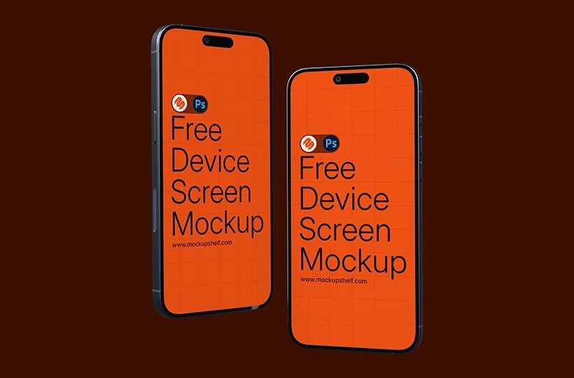 Mobile Mockup on Solid Backdrop PSD, Floating Scene
