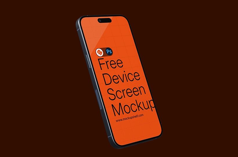 Mobile Mockup on Solid Backdrop PSD, Floating Scene