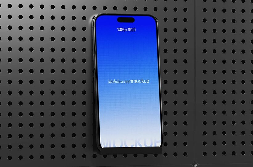 Mobile Screen Mockup on Pegboard