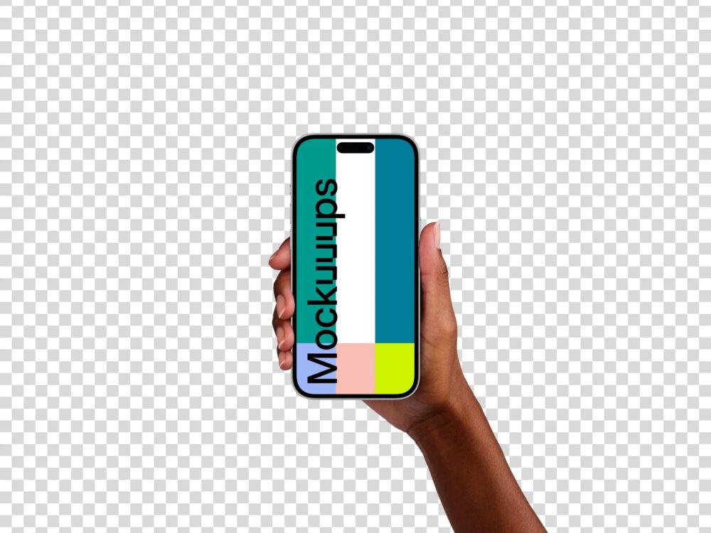 mockup of female hand holding iPhone 14 Pro
