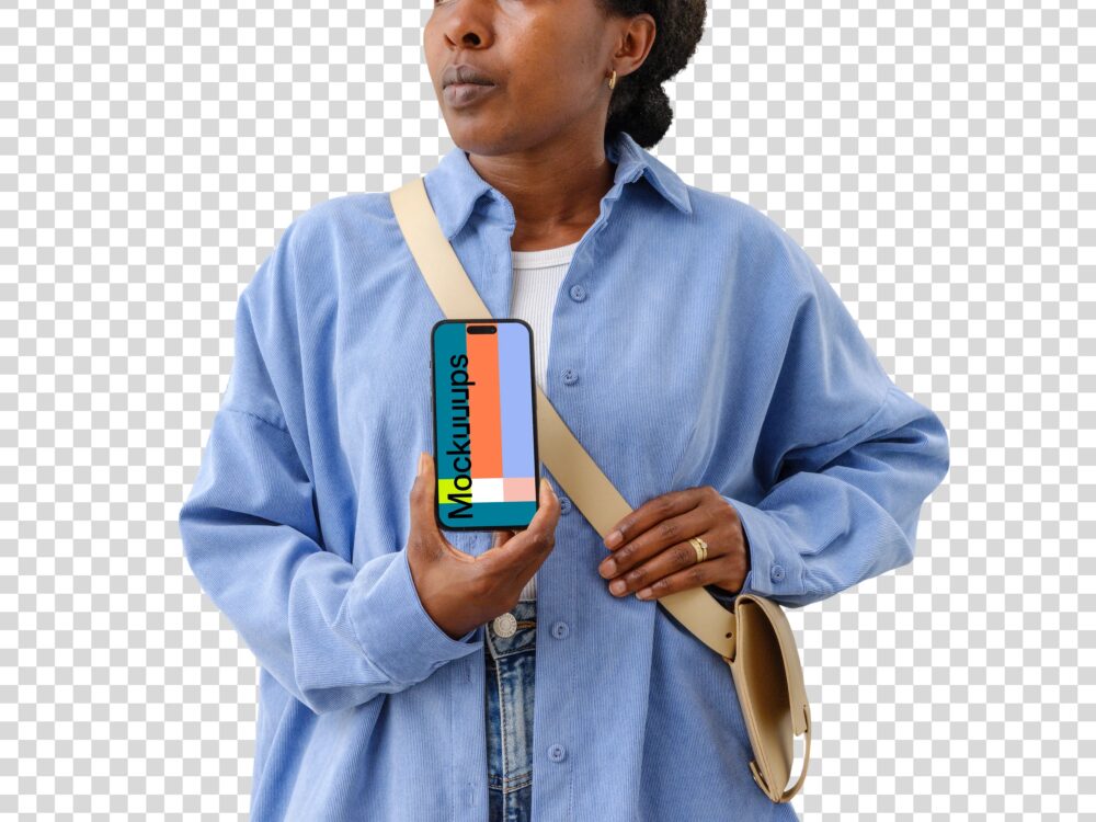 Mockup of Female Holding iPhone 14 Pro