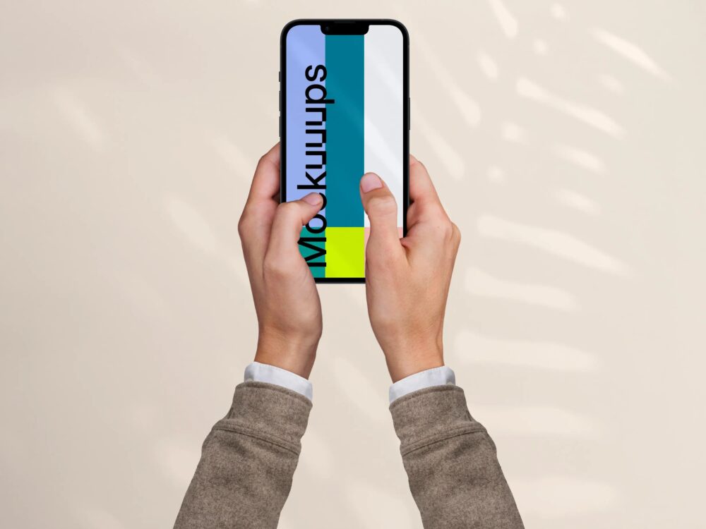 mockup of woman holding a smartphone
