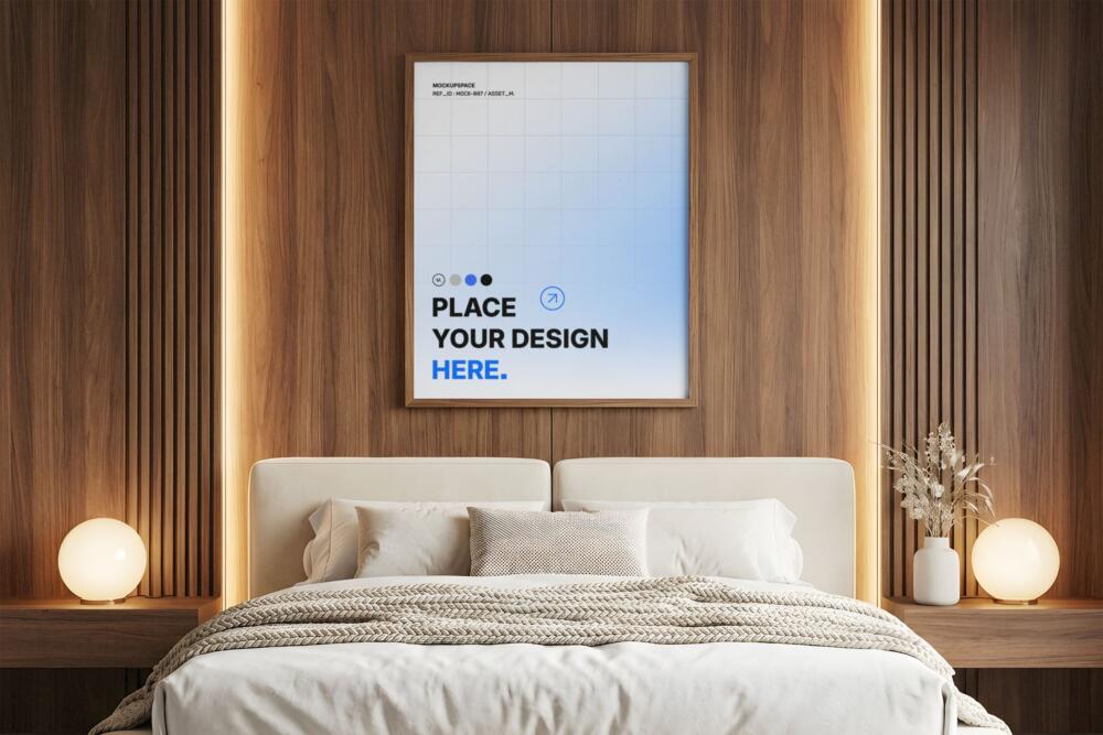 Modern Bedroom Poster Frame Mockup