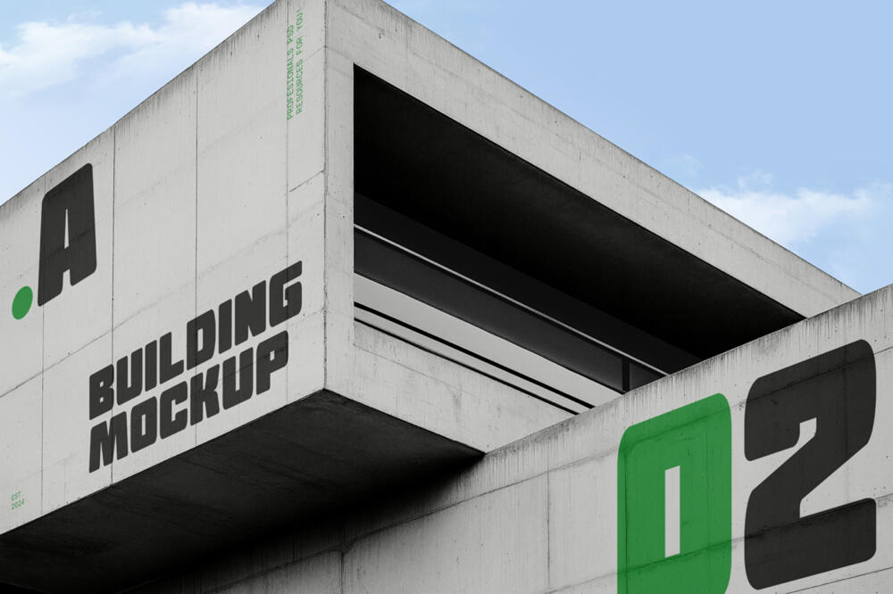 Modern Concrete Building Mockup