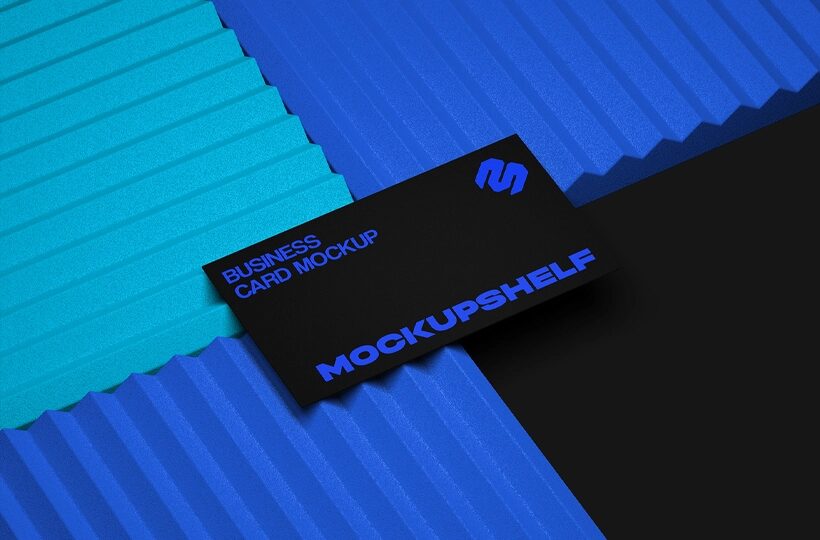 Modern Luxury Business Card Mockup, Bold Geometric Studio Scene