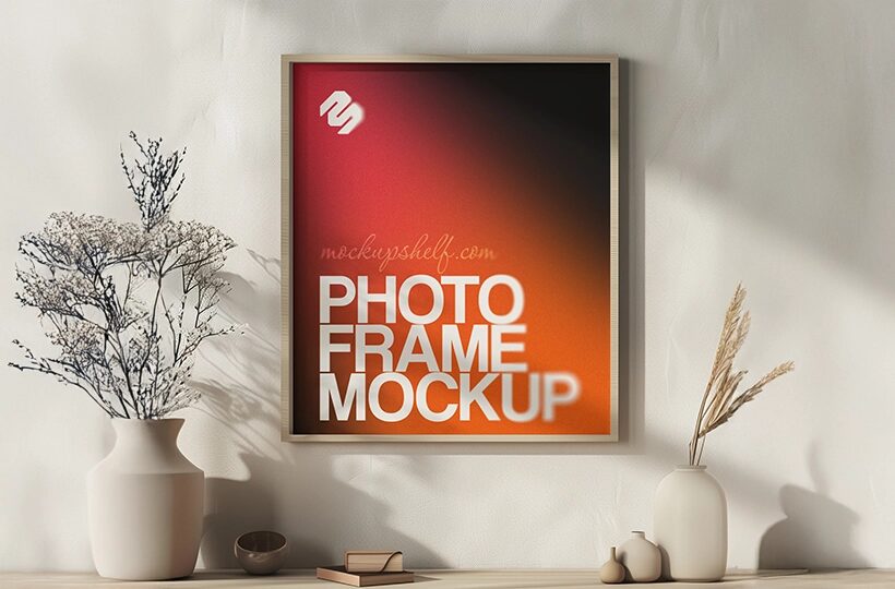 Modern Photo Frame Mockup PSD, Interior Decor Scene