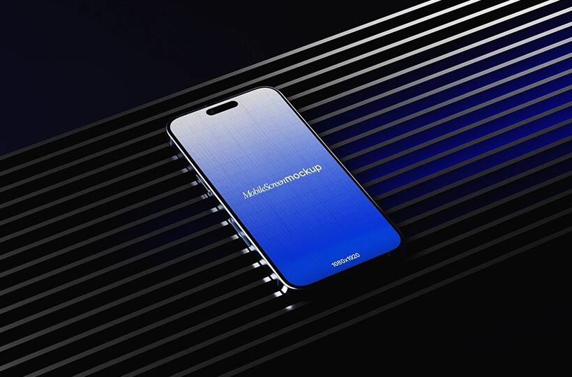 Neon Phone Mockup PSD, Futuristic Device Scene