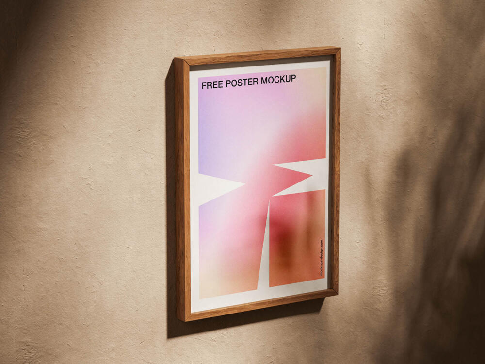 Oak-framed poster mockup