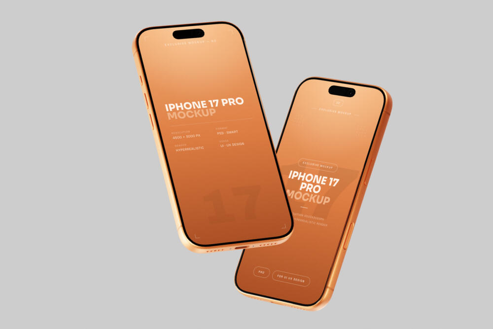 Orange iPhone 17 Pro Mockup Angled View