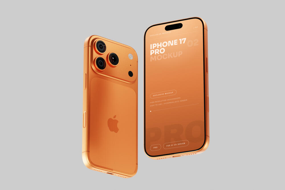 Orange iPhone 17 Pro Mockup Back View