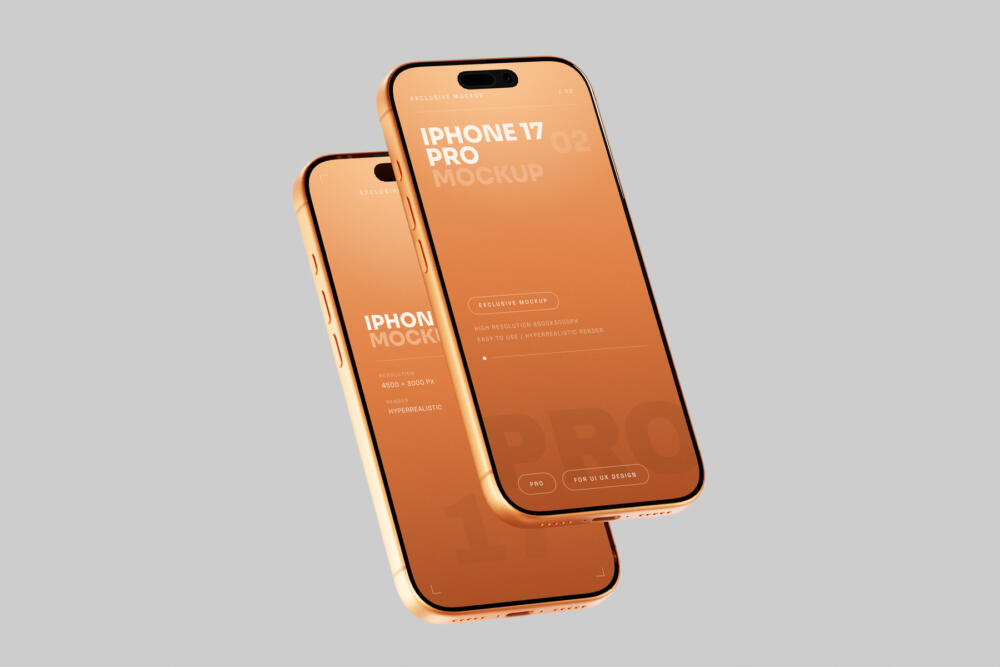 Orange iPhone 17 Pro Mockup Clean Background