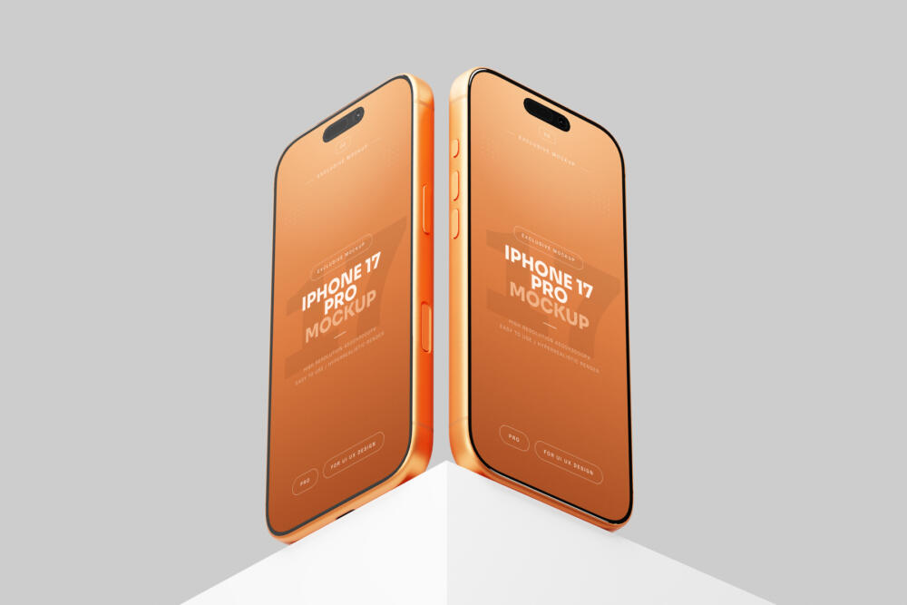 Orange iPhone 17 Pro Mockup Front View