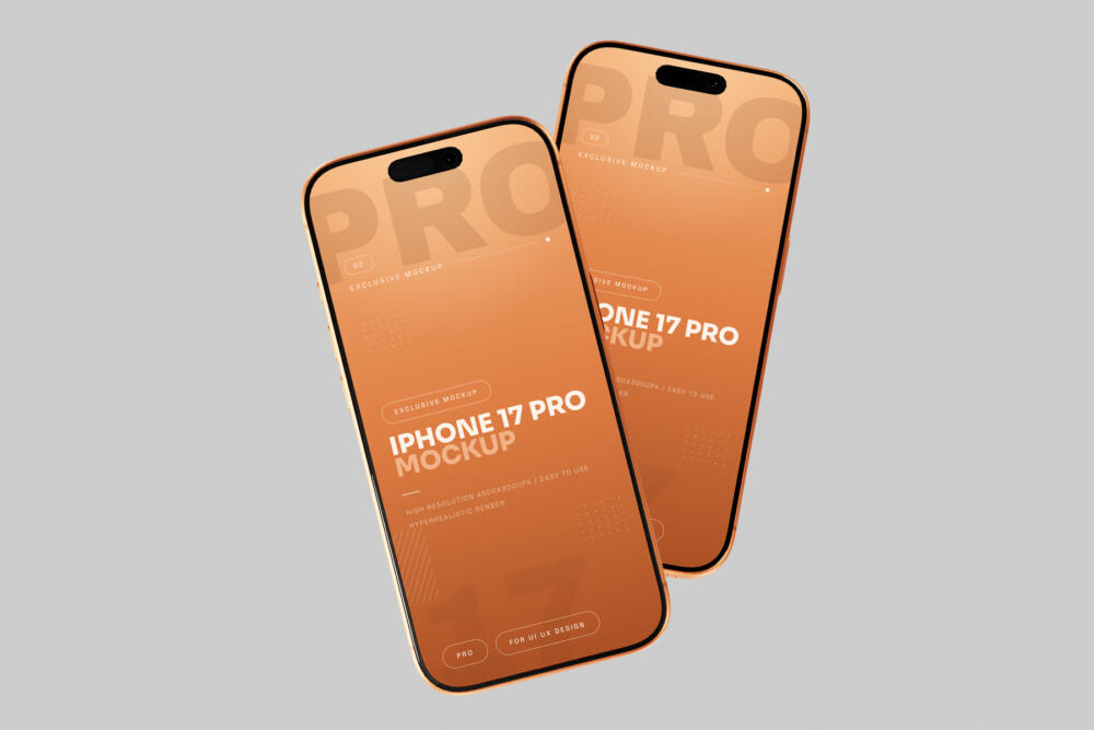 Orange iPhone 17 Pro Mockup On Clean Background