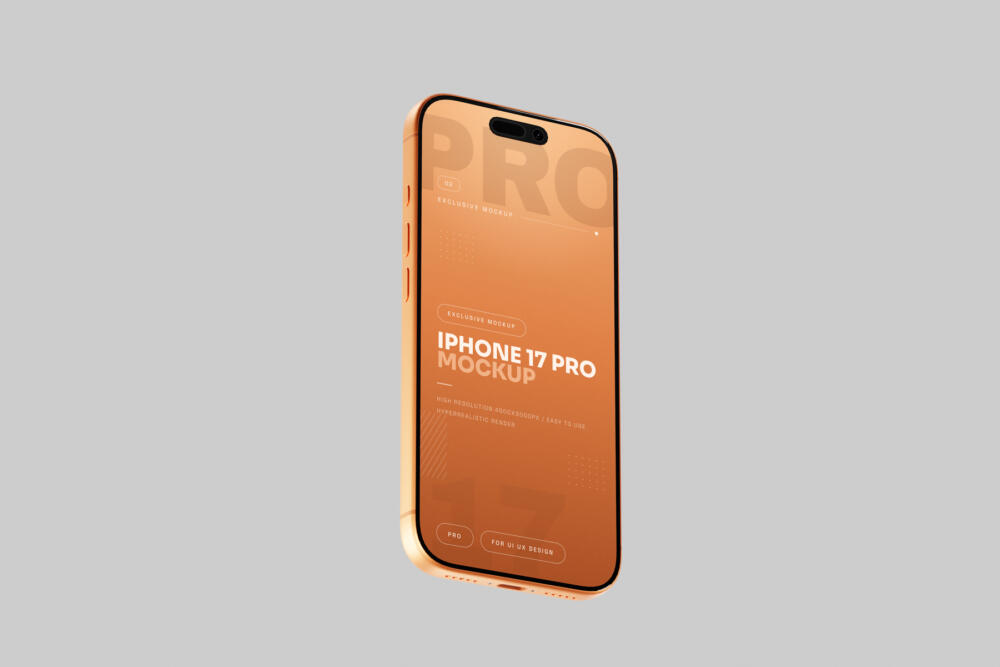 Orange iPhone 17 Pro Mockup Portrait