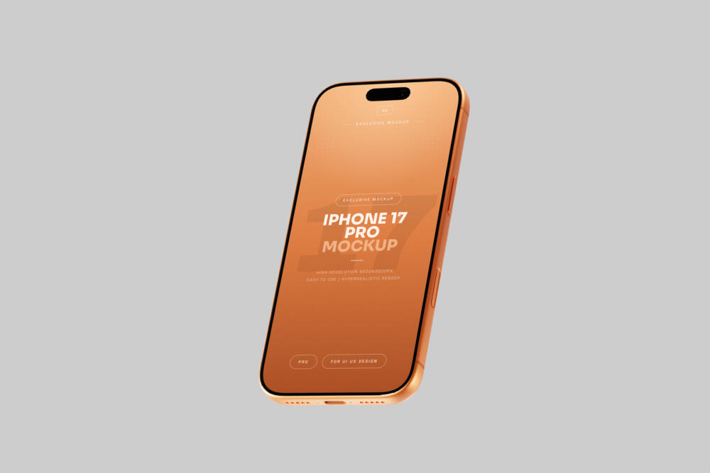 Orange iPhone 17 Pro Mockup Soft Even Light