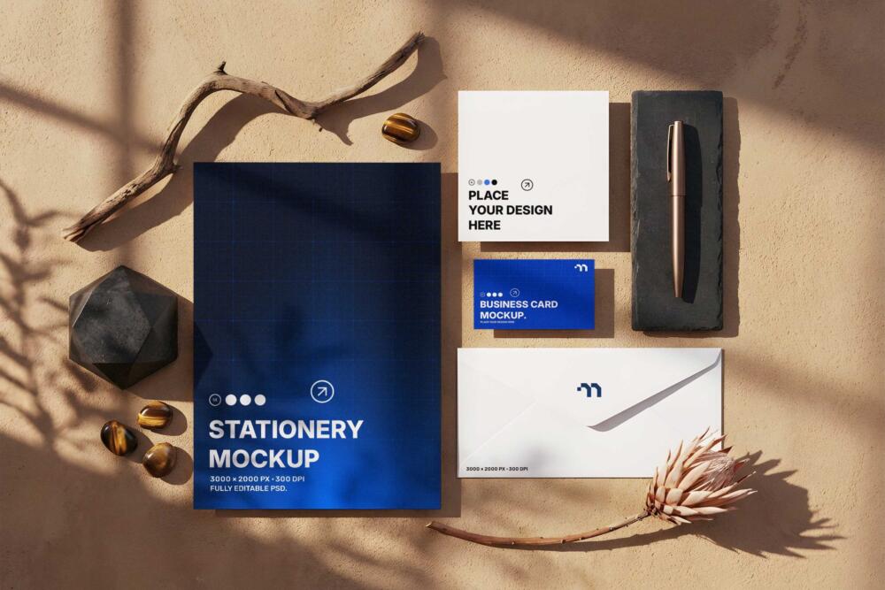 Organic Stationery Branding Mockup PSD