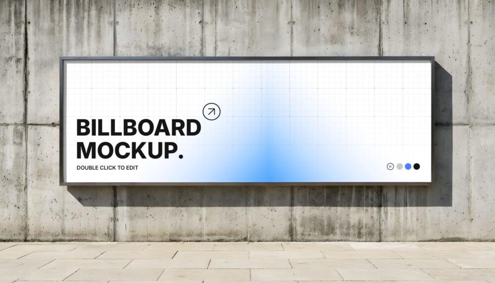 Outdoor Billboard Mockup on Concrete Wall