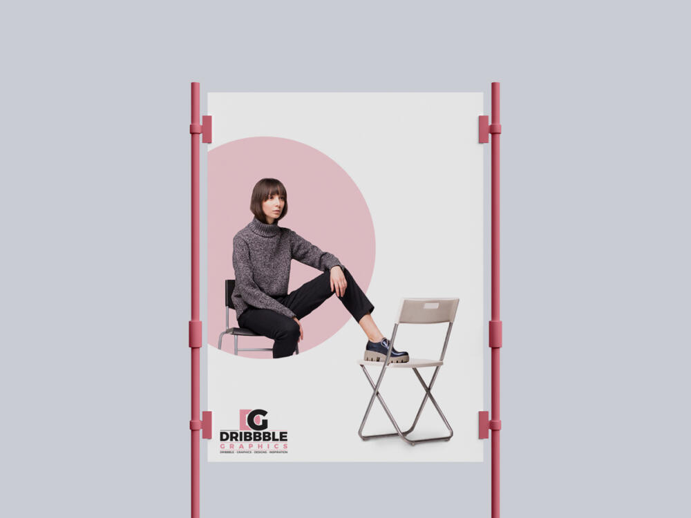 Outdoor City Advertisement Display Rounded Poster Mockup