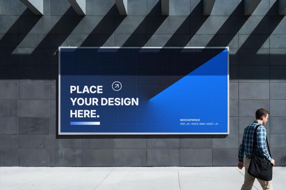 Outdoor Horizontal Billboard Mockup on Urban Wall
