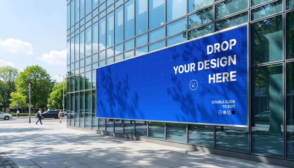 Outdoor Horizontal Building Billboard Mockup