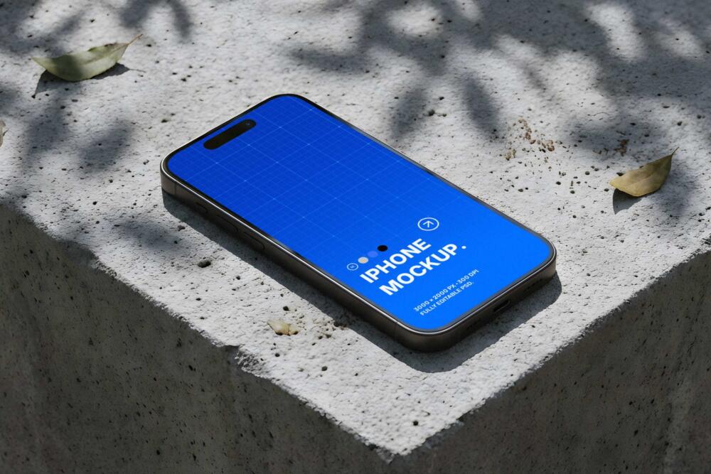 Outdoor iPhone Pro Mockup on Concrete