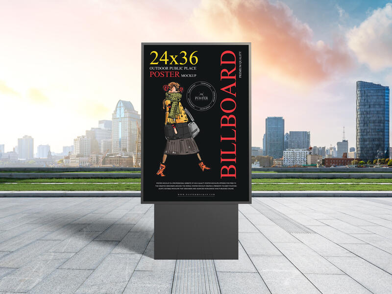 Outdoor Public Place 24x36 Billboard Poster Mockup