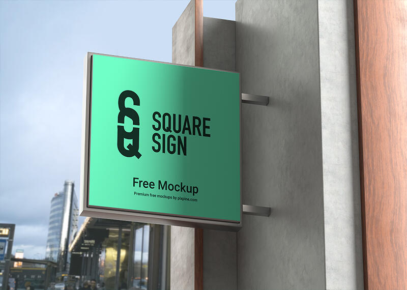 Outdoor Square Logo Signage Mockup
