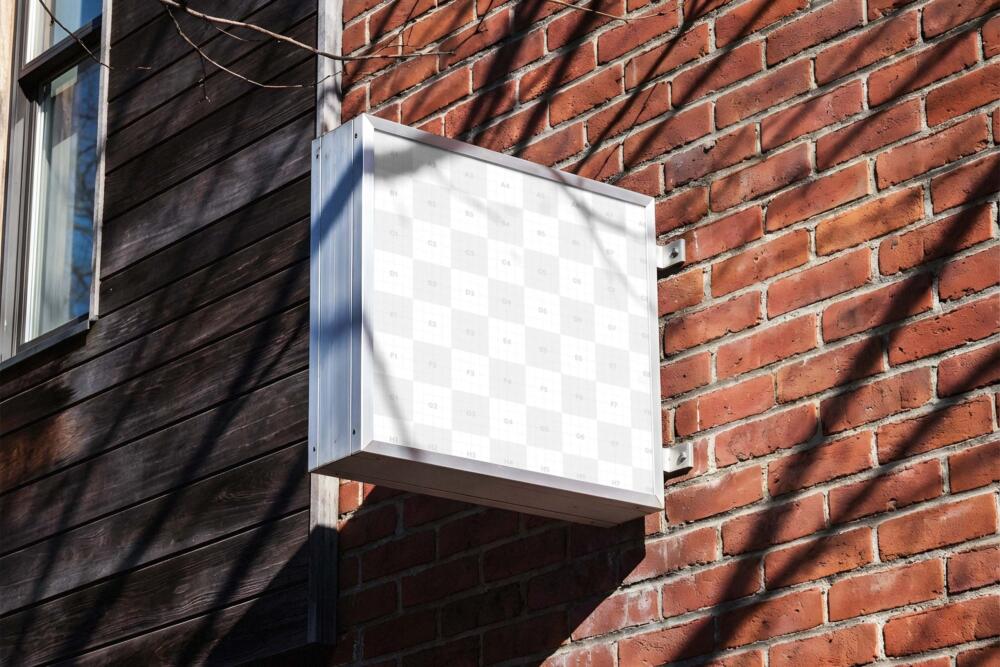 Outdoor Square Wall Sign Mockup
