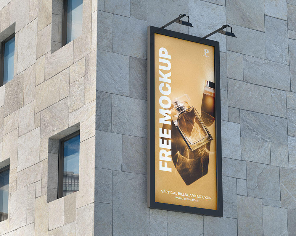 Outdoor Vertical Building Billboard Mockup