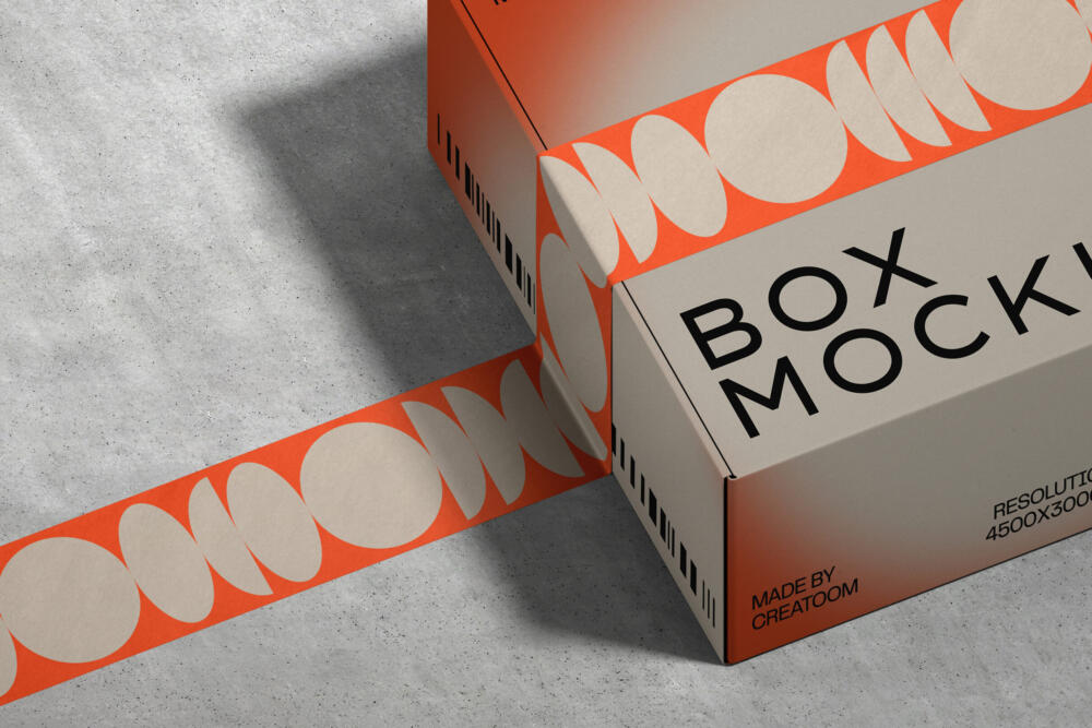 Packaging Box Tape Mockup V4 Isometric
