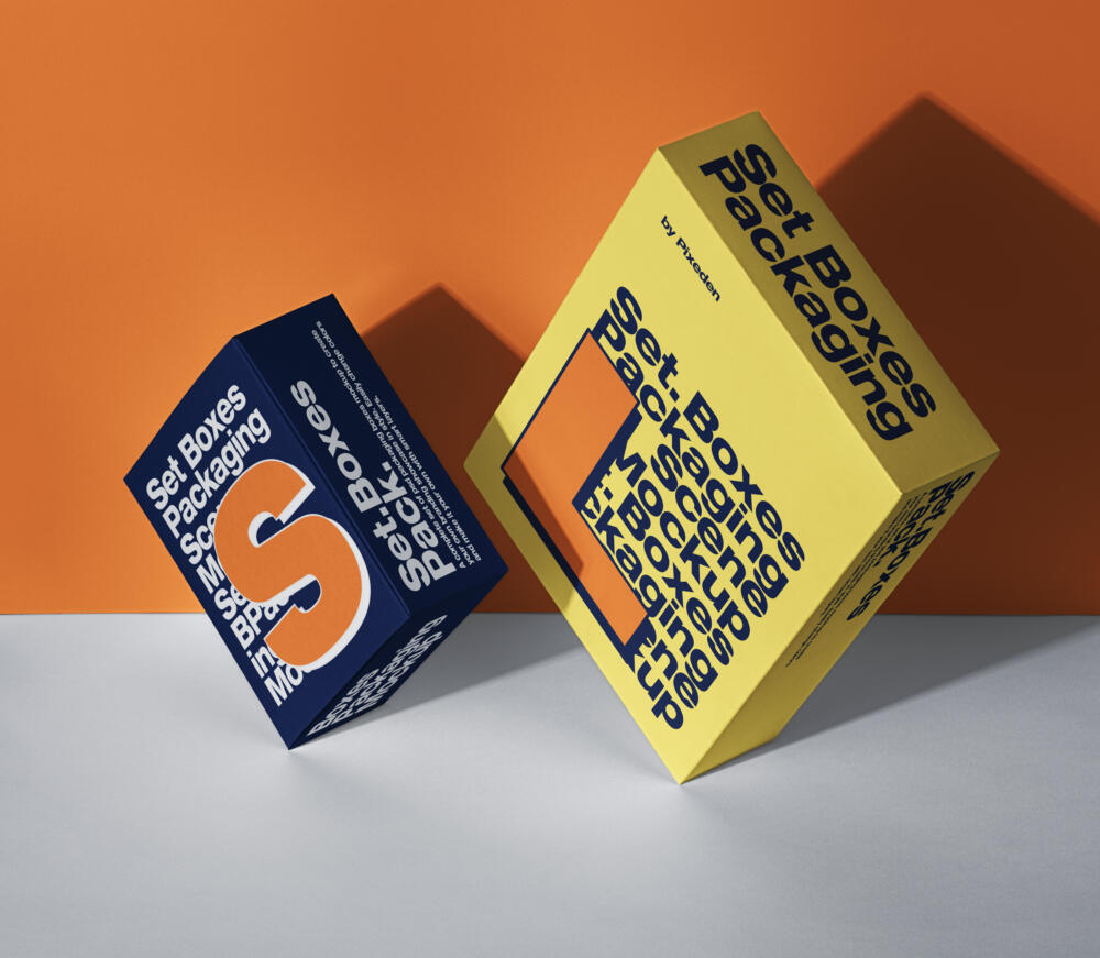 Packaging Psd Box Mockup Set Scene