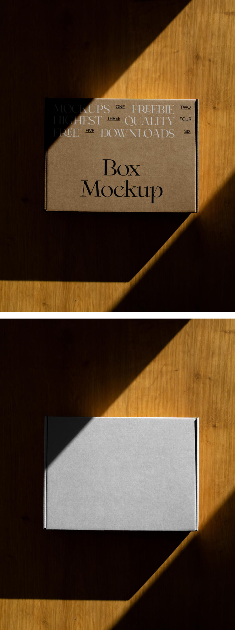 Paper Box on Wood Floor Mockup