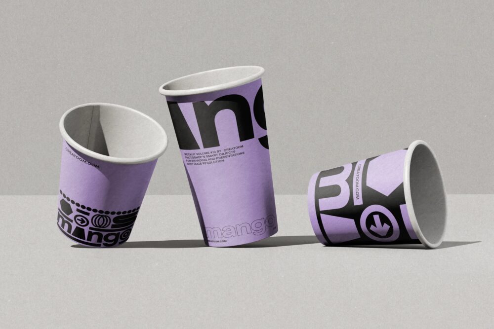 Paper Coffee Cup Mockups On White Background V2 Front View | Mockup store