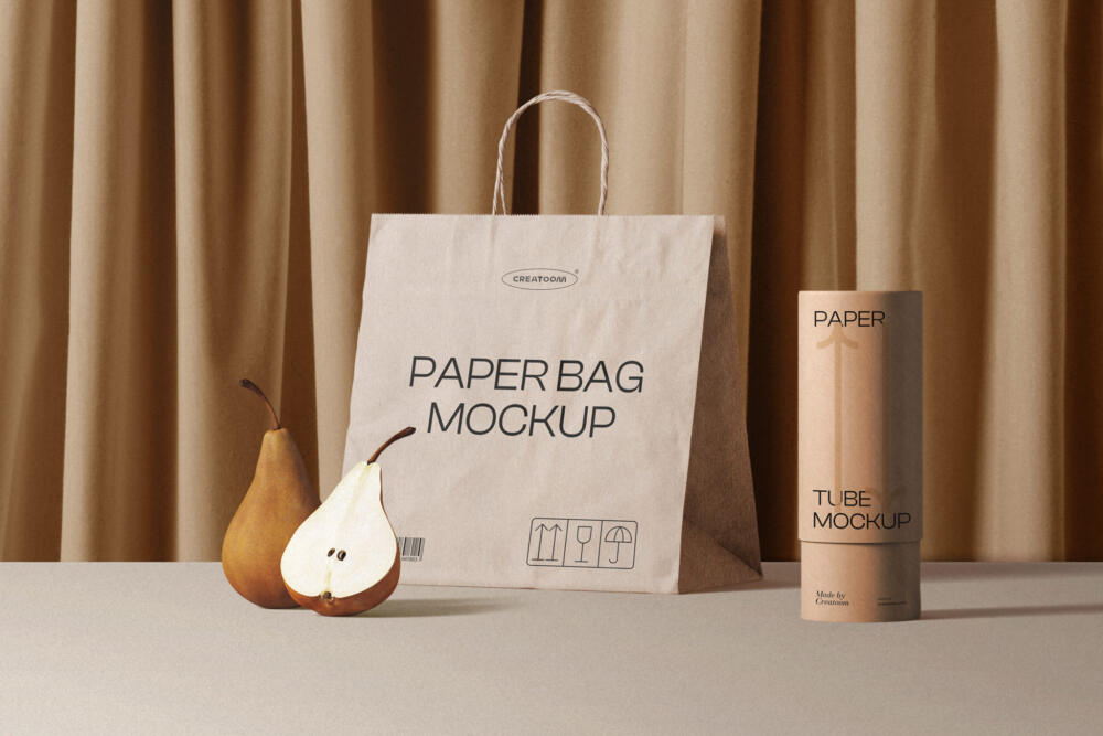 Paper Tube Mockups On Tile Floor Isometric | Mockup store