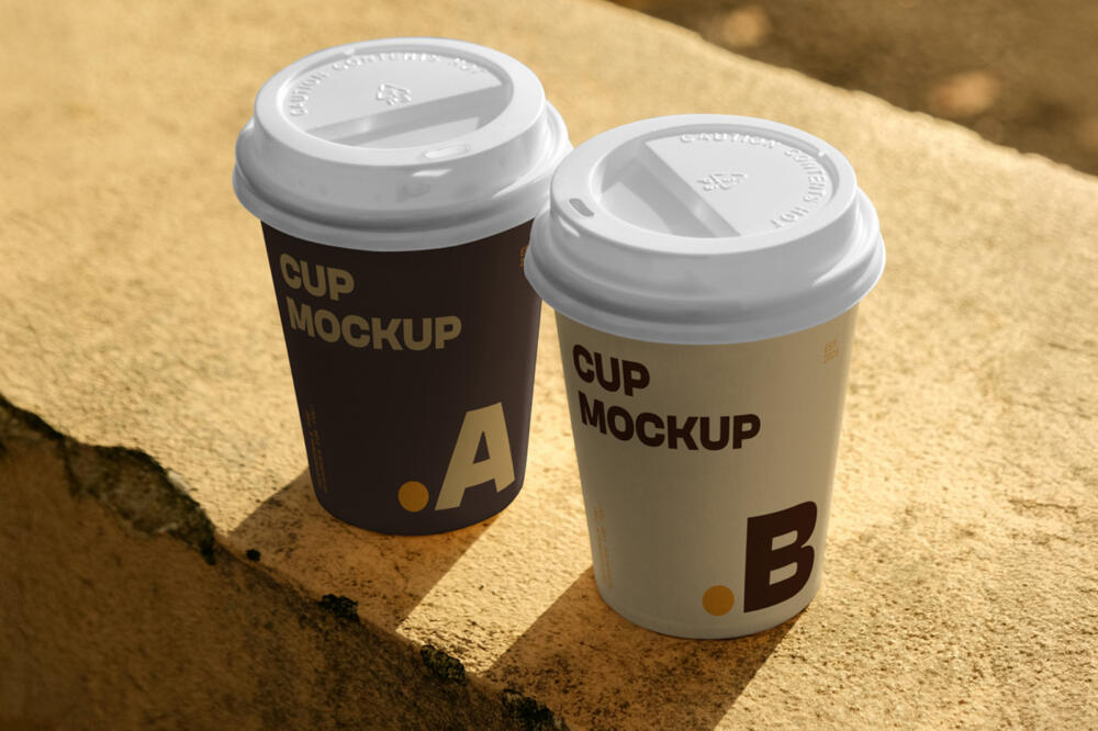 Paper Two Coffee Cups Mockup