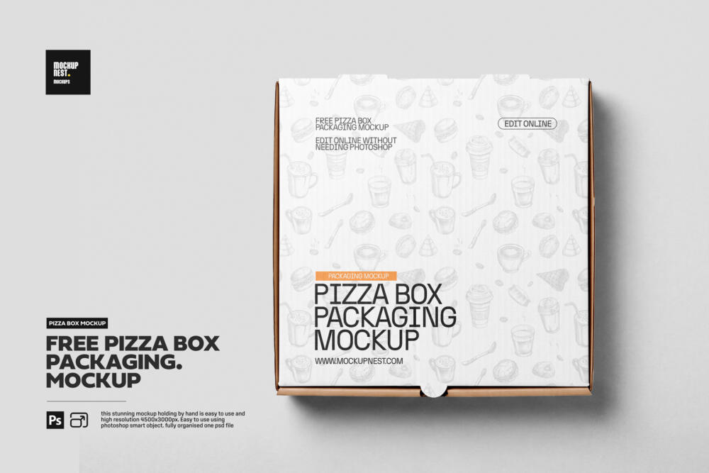 Pizza Box Packaging Mockup