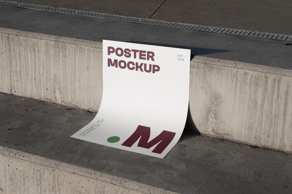 Poster on a Concrete Stairs Mockup