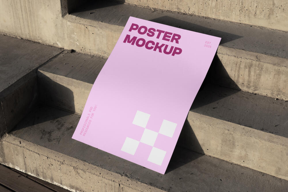 Poster on a Stairs Mockup