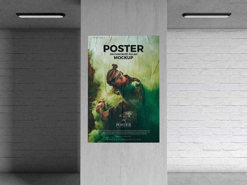 Poster on Concrete Pillar Mockup