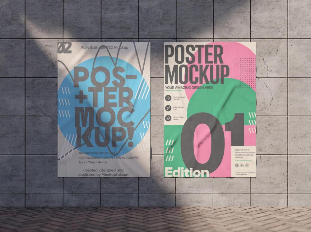 Poster on Concrete Wall Mockup
