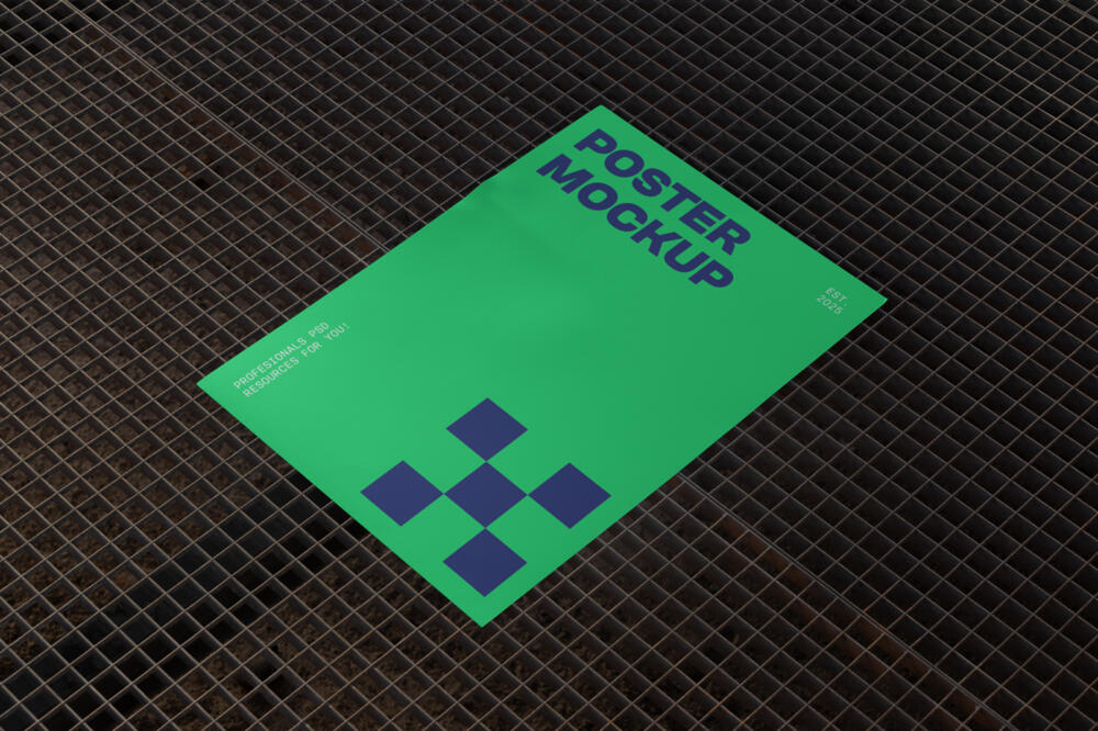 Poster on Metal Grid Mockup