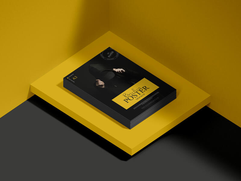 Premium Branding A3 Stack of Poster Mockup